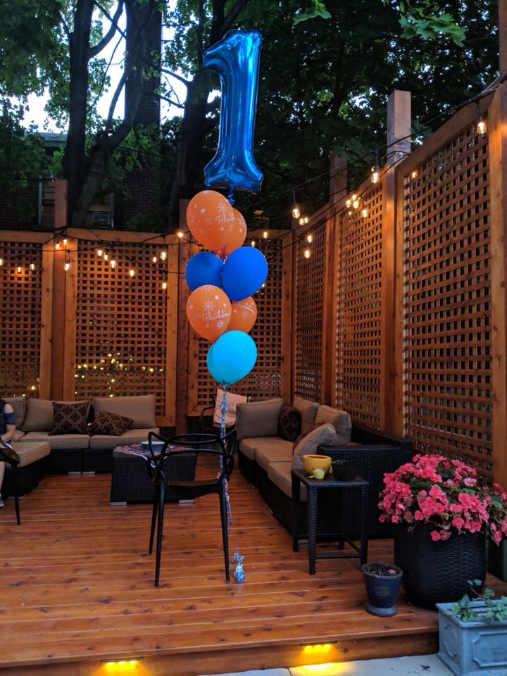 Balloons celebrating Clinique spectrum's first year anniversary